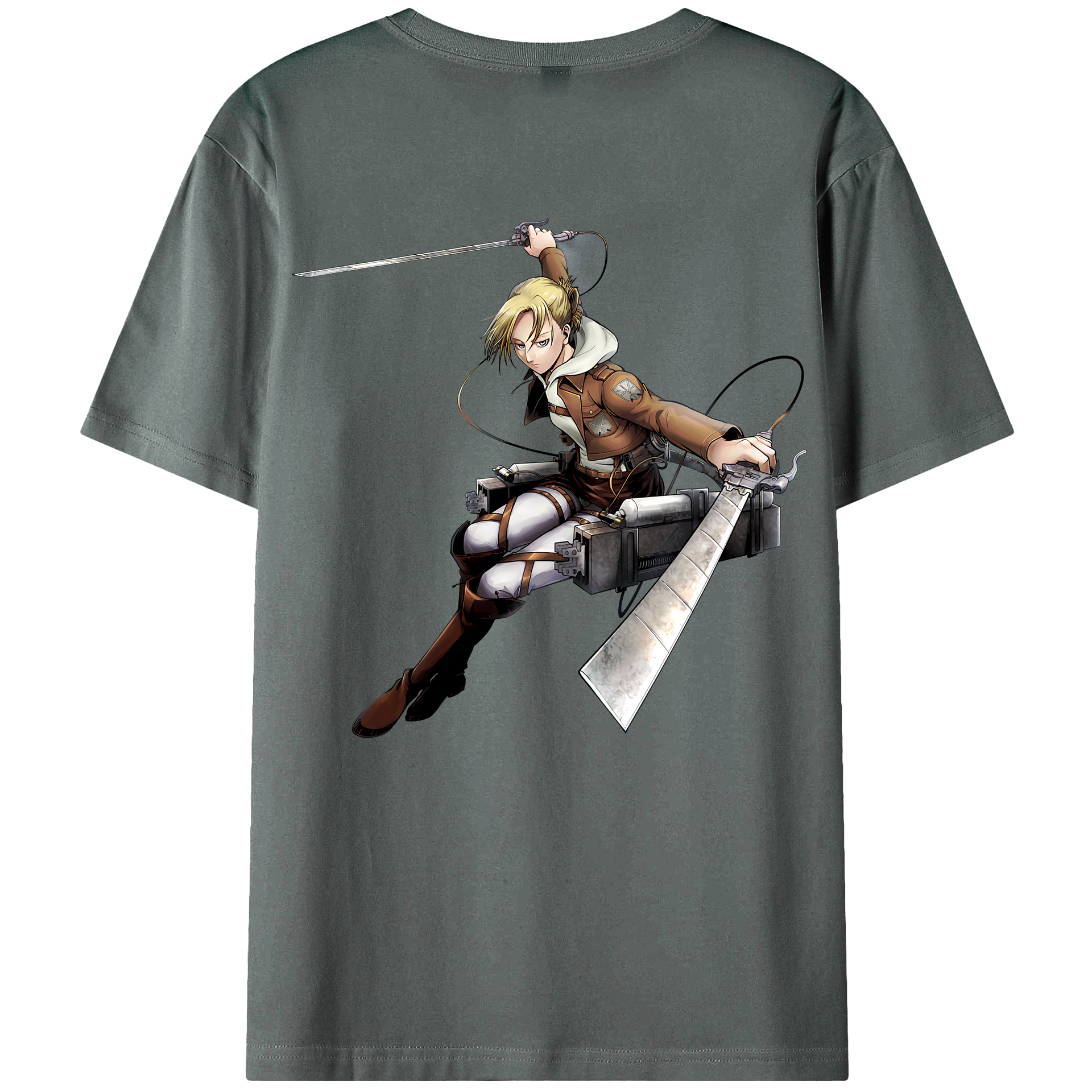 （画像用） 進撃の巨人 アニ・レオンハート Attack on Titan Annie Leonhart 綿100％ メンズ半袖Tシャツ（バックプリント） 通気性